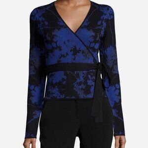 DIANE VON FURSTENBERG Floral Kyla Wool Ballerina Sweater Blue Women's Size XS
